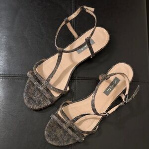 Women's Glitter Sandals - Black and Brown